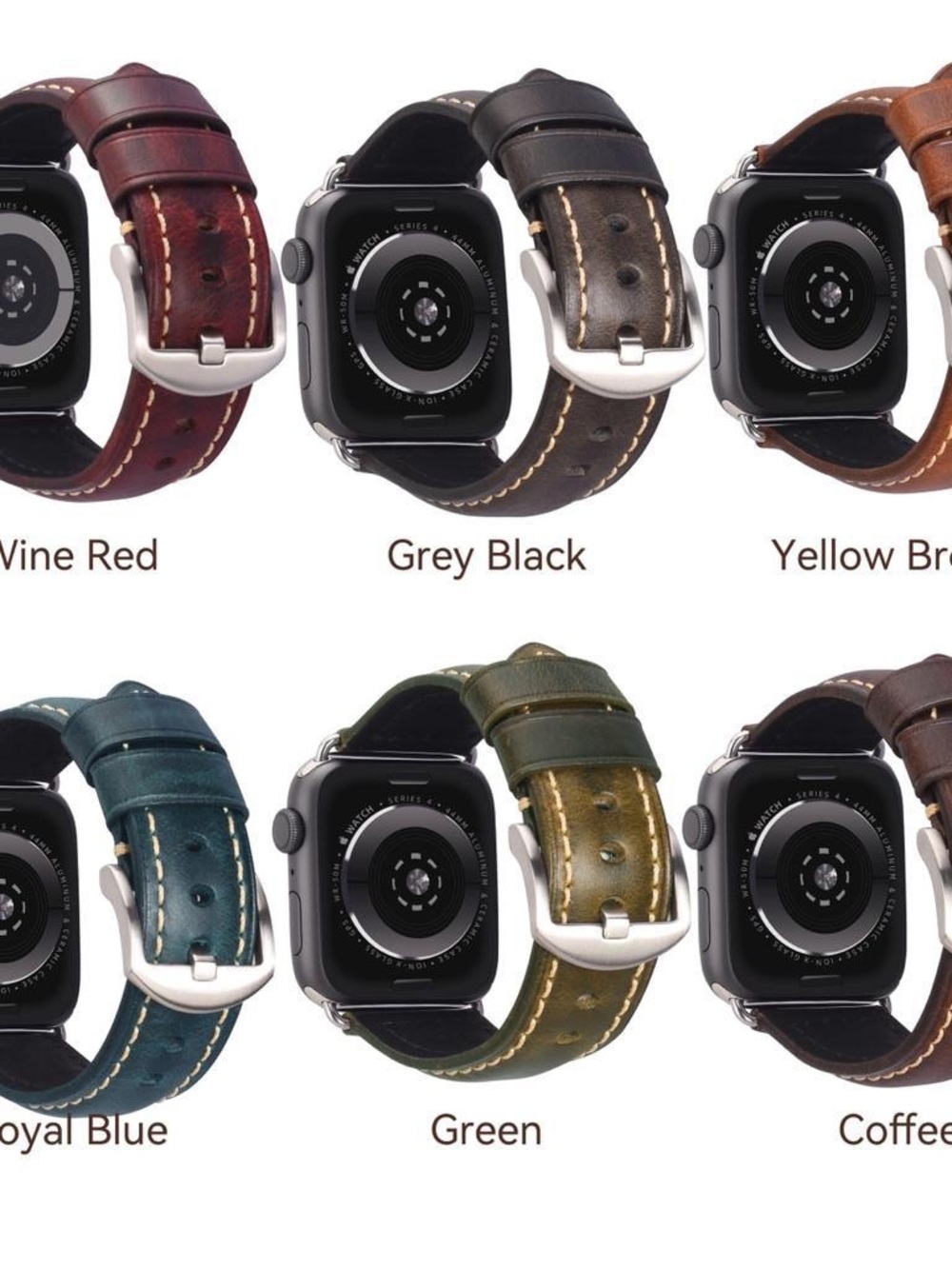 Wine red Italian Oil Wax Leather Watch Band - Contrast Stitch - Picture 6 of 6